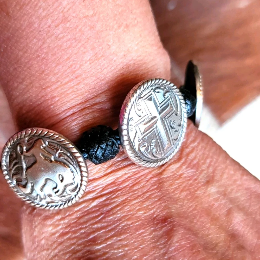 Concho western Bracelet Skull Cross Cowboy leather